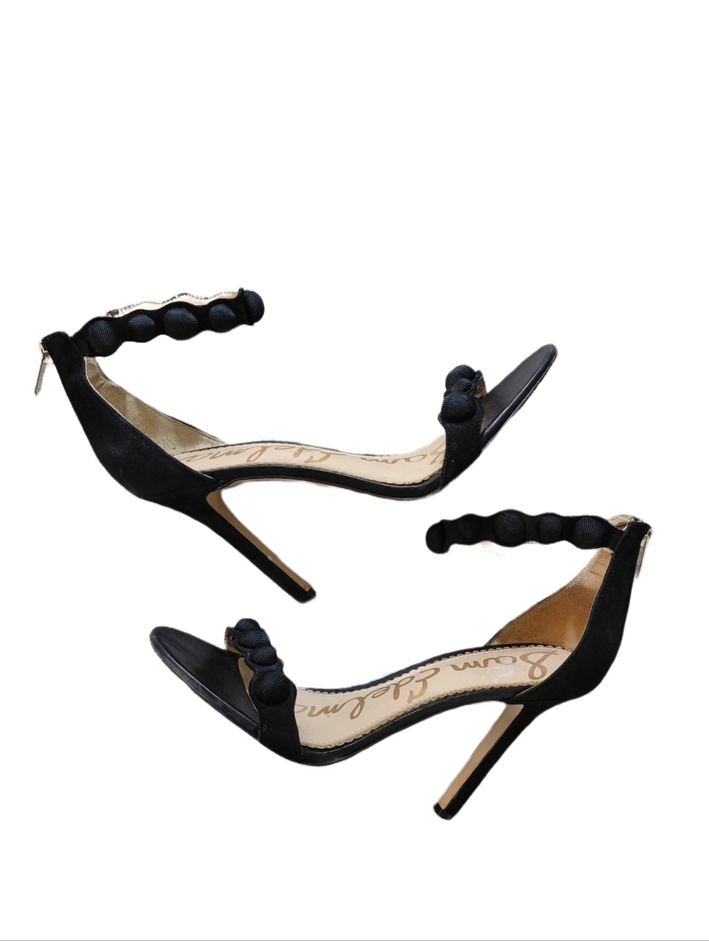 Sam Edelman Addison Black Scalloped Ankle-Strap Stilettos Size 10
